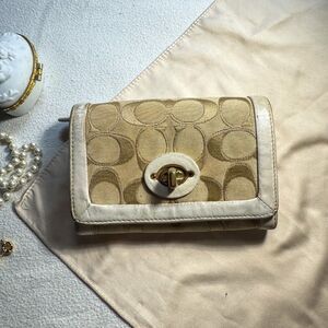 Y2K Coach Signature C Canvas & Leather Turnlock Wallet